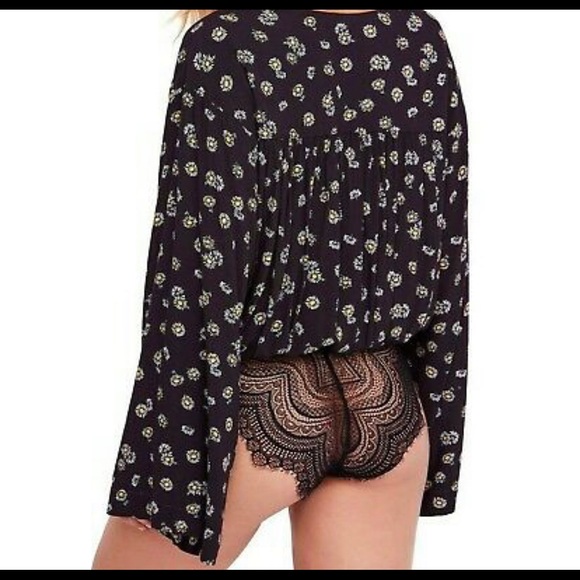 Free People Daisy Floral Bell Sleeve Bodysuit,Size-Small - Picture 2 of 10